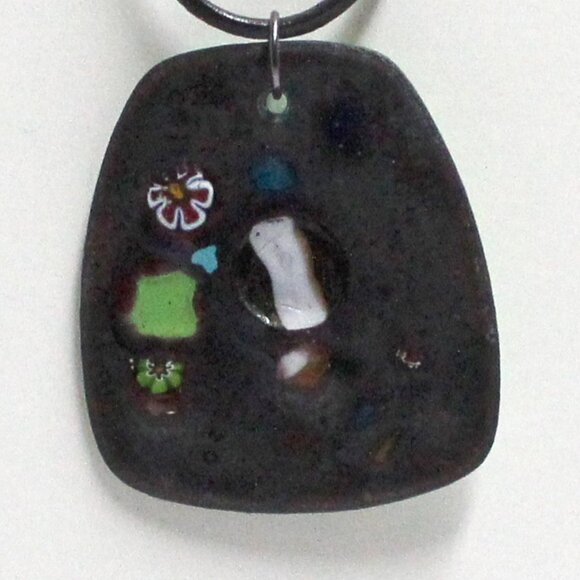 Black Corded Lobster Clasp Necklace With Unique Dark Pendant - Picture 2 of 9